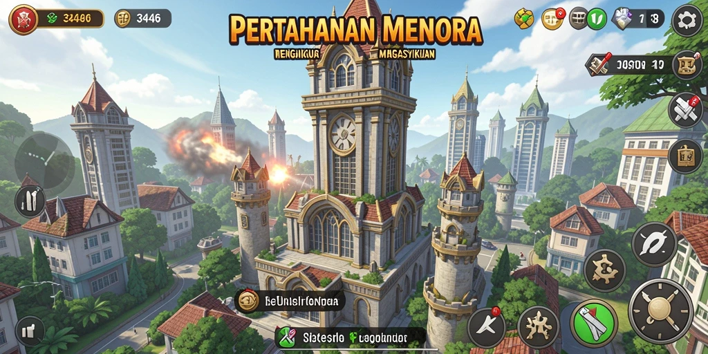 Tampilan gameplay Tower Defense yang seru dalam 3446.
