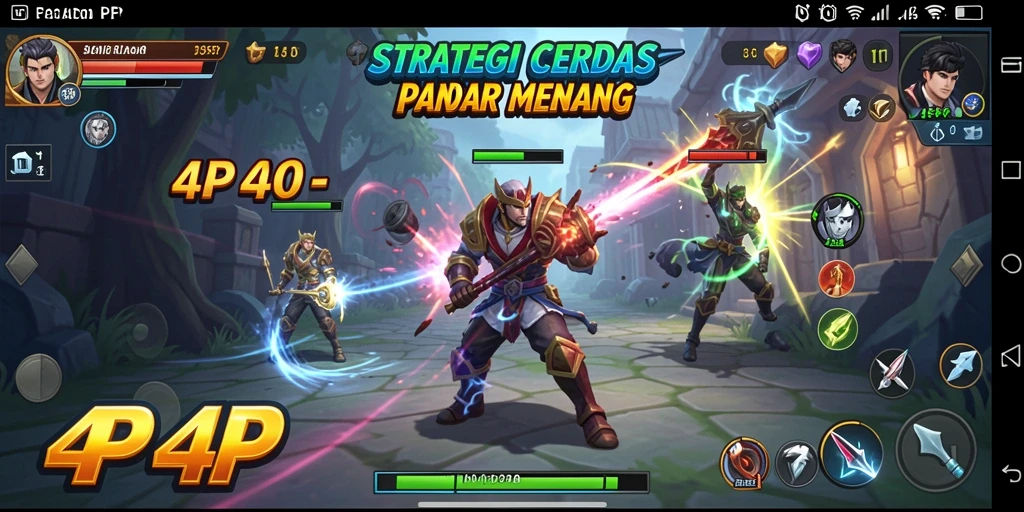 Tampilan menarik dari gameplay strategi 4P4P yang mendebarkan.