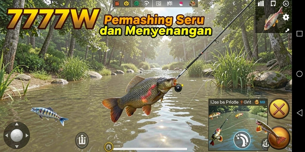 Tampilan gameplay <strong>7777W</strong> menampilkan aksi memancing yang mendebarkan dan grafis yang memukau.