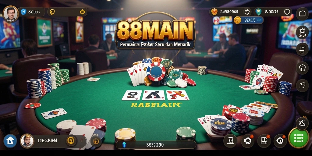 Gameplay poker seru di aplikasi 88MAIN dengan tampilan menarik.