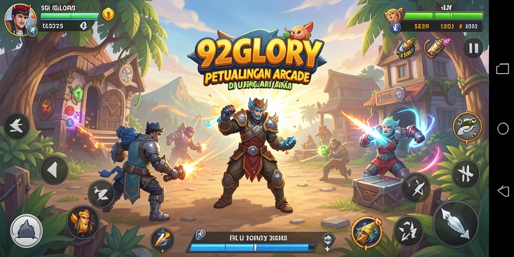 Tampilan gameplay seru dari 92GLORY dengan berbagai aksi menegangkan.