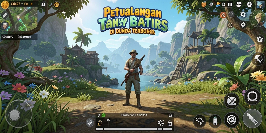 Screenshot gameplay menunjukkan petualangan seru di dunia terbuka.