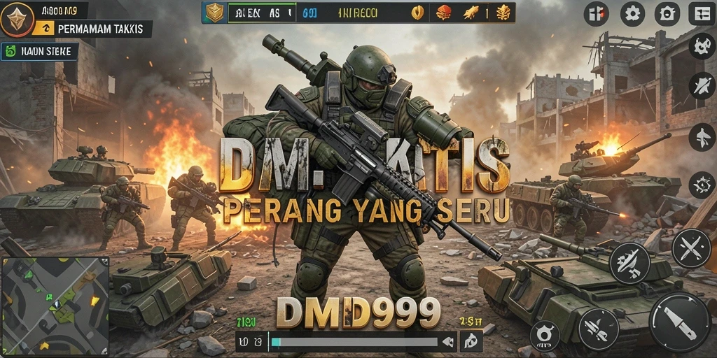 Tangkapan layar DMD999 menampilkan aksi tembak-menembak yang seru.
