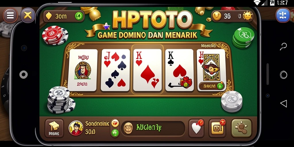 Tampilan gameplay seru dalam HPTOTO, game Domino terbaik.