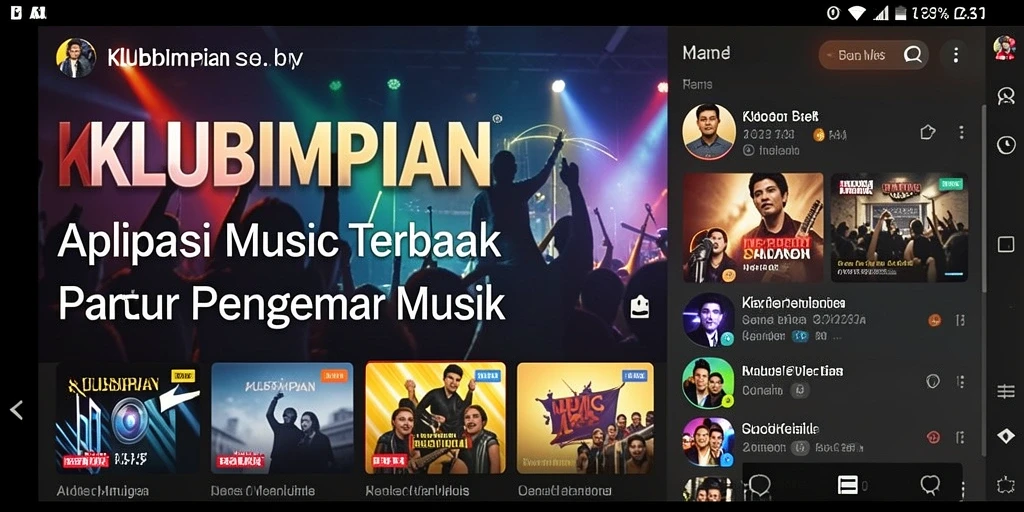 Tampilan gameplay seru dalam KLUBIMPIAN yang menampilkan interaksi musik.