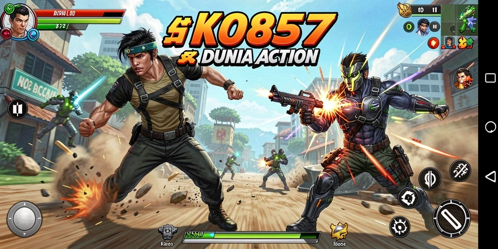 Tampilan gameplay seru dan menegangkan saat pertarungan berlangsung.