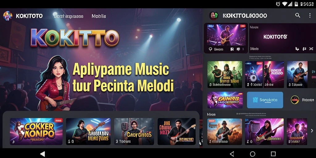 Screenshot utama KOKITOTO menampilkan gameplay musik yang seru.
