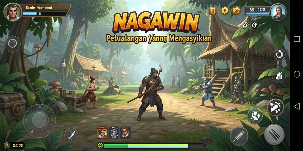 Screenshot gameplay NAGAWIN memperlihatkan karakter yang sedang bertualang.