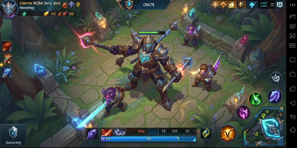 Tampilan gameplay seru dalam arena pertempuran MOBA.