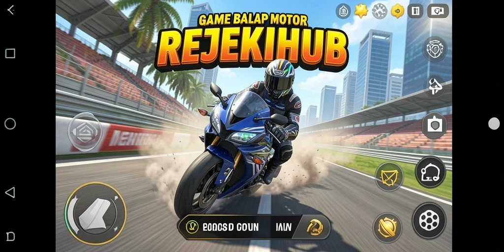 Tampilan gameplay yang menegangkan di REJEKIHUB dengan balapan motor.