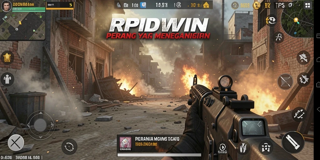 Tangkapan layar dari gameplay intens RPIDWIN yang menghadirkan aksi TPS.